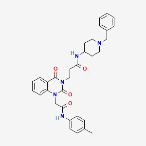 molecular formula C32H35N5O4 B11435504 N-(1-benzylpiperidin-4-yl)-3-[1-{2-[(4-methylphenyl)amino]-2-oxoethyl}-2,4-dioxo-1,4-dihydroquinazolin-3(2H)-yl]propanamide 