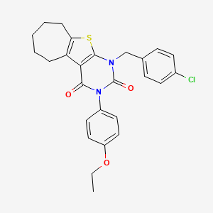 molecular formula C26H25ClN2O3S B11435544 1-(4-chlorobenzyl)-3-(4-ethoxyphenyl)-6,7,8,9-tetrahydro-1H-cyclohepta[4,5]thieno[2,3-d]pyrimidine-2,4(3H,5H)-dione 