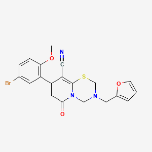 molecular formula C20H18BrN3O3S B11435600 8-(5-bromo-2-methoxyphenyl)-3-(furan-2-ylmethyl)-6-oxo-3,4,7,8-tetrahydro-2H,6H-pyrido[2,1-b][1,3,5]thiadiazine-9-carbonitrile 