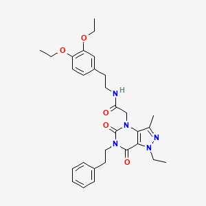 N-(3,4-diethoxyphenethyl)-2-(1-ethyl-3-methyl-5,7-dioxo-6-phenethyl-6,7-dihydro-1H-pyrazolo[4,3-d]pyrimidin-4(5H)-yl)acetamide