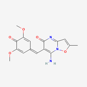 4-[(Z)-(7-iminio-2-methyl-5-oxo-5H-[1,2]oxazolo[2,3-a]pyrimidin-6(7H)-ylidene)methyl]-2,6-dimethoxyphenolate