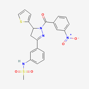 molecular formula C21H18N4O5S2 B11435629 N-{3-[1-(3-nitrobenzoyl)-5-thien-2-yl-4,5-dihydro-1H-pyrazol-3-yl]phenyl}methanesulfonamide 