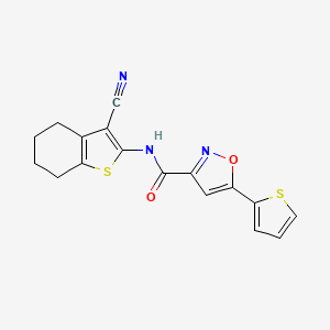 molecular formula C17H13N3O2S2 B11435675 N-(3-cyano-4,5,6,7-tetrahydro-1-benzothiophen-2-yl)-5-(thiophen-2-yl)-1,2-oxazole-3-carboxamide 