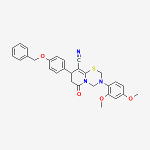 8-[4-(benzyloxy)phenyl]-3-(2,4-dimethoxyphenyl)-6-oxo-3,4,7,8-tetrahydro-2H,6H-pyrido[2,1-b][1,3,5]thiadiazine-9-carbonitrile