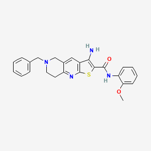 molecular formula C25H24N4O2S B11435699 3-amino-6-benzyl-N-(2-methoxyphenyl)-5,6,7,8-tetrahydrothieno[2,3-b][1,6]naphthyridine-2-carboxamide 