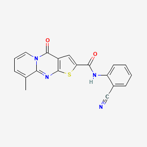 molecular formula C19H12N4O2S B11435711 N-(2-cyanophenyl)-9-methyl-4-oxo-4H-pyrido[1,2-a]thieno[2,3-d]pyrimidine-2-carboxamide 