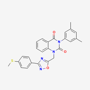 molecular formula C26H22N4O3S B11435714 3-(3,5-dimethylphenyl)-1-((3-(4-(methylthio)phenyl)-1,2,4-oxadiazol-5-yl)methyl)quinazoline-2,4(1H,3H)-dione 