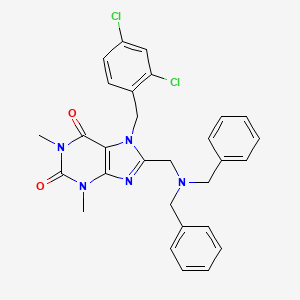 molecular formula C29H27Cl2N5O2 B11435723 8-[(dibenzylamino)methyl]-7-(2,4-dichlorobenzyl)-1,3-dimethyl-3,7-dihydro-1H-purine-2,6-dione 