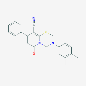 molecular formula C22H21N3OS B11435765 3-(3,4-dimethylphenyl)-6-oxo-8-phenyl-3,4,7,8-tetrahydro-2H,6H-pyrido[2,1-b][1,3,5]thiadiazine-9-carbonitrile 