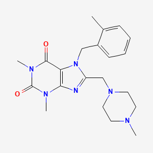 molecular formula C21H28N6O2 B11435766 1,3-dimethyl-7-(2-methylbenzyl)-8-[(4-methylpiperazin-1-yl)methyl]-3,7-dihydro-1H-purine-2,6-dione 