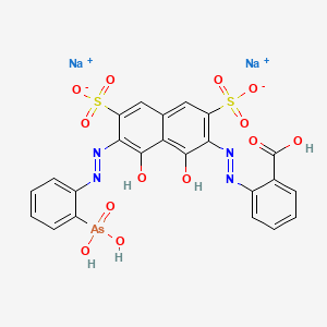 molecular formula C23H15AsN4Na2O13S2 B1143579 Disodium hydrogen 2-((7-((2-arsonophenyl)azo)-1,8-dihydroxy-3,6-disulphonato-2-naphthyl)azo)benzoate CAS No. 14674-83-0