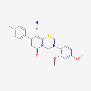 molecular formula C23H23N3O3S B11435802 3-(2,4-dimethoxyphenyl)-8-(4-methylphenyl)-6-oxo-3,4,7,8-tetrahydro-2H,6H-pyrido[2,1-b][1,3,5]thiadiazine-9-carbonitrile 