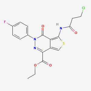 molecular formula C18H15ClFN3O4S B11435896 Ethyl 5-(3-chloropropanamido)-3-(4-fluorophenyl)-4-oxo-3,4-dihydrothieno[3,4-d]pyridazine-1-carboxylate 