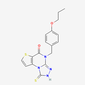 molecular formula C17H16N4O2S2 B11435899 4-(4-propoxybenzyl)-1-thioxo-2,4-dihydrothieno[2,3-e][1,2,4]triazolo[4,3-a]pyrimidin-5(1H)-one 