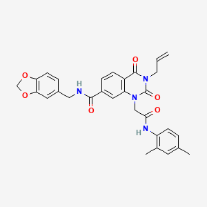 N-(1,3-benzodioxol-5-ylmethyl)-1-{2-[(2,4-dimethylphenyl)amino]-2-oxoethyl}-2,4-dioxo-3-(prop-2-en-1-yl)-1,2,3,4-tetrahydroquinazoline-7-carboxamide