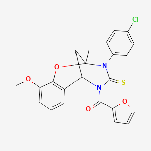 [3-(4-chlorophenyl)-10-methoxy-2-methyl-4-thioxo-3,4-dihydro-2H-2,6-methano-1,3,5-benzoxadiazocin-5(6H)-yl](furan-2-yl)methanone