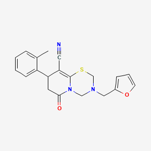 3-(furan-2-ylmethyl)-8-(2-methylphenyl)-6-oxo-3,4,7,8-tetrahydro-2H,6H-pyrido[2,1-b][1,3,5]thiadiazine-9-carbonitrile