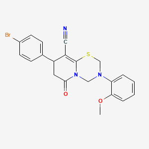 molecular formula C21H18BrN3O2S B11435957 8-(4-bromophenyl)-3-(2-methoxyphenyl)-6-oxo-3,4,7,8-tetrahydro-2H,6H-pyrido[2,1-b][1,3,5]thiadiazine-9-carbonitrile 