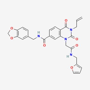 molecular formula C27H24N4O7 B11435982 N-(1,3-benzodioxol-5-ylmethyl)-1-{2-[(furan-2-ylmethyl)amino]-2-oxoethyl}-2,4-dioxo-3-(prop-2-en-1-yl)-1,2,3,4-tetrahydroquinazoline-7-carboxamide 