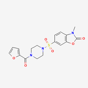 molecular formula C17H17N3O6S B11435985 6-{[4-(furan-2-ylcarbonyl)piperazin-1-yl]sulfonyl}-3-methyl-1,3-benzoxazol-2(3H)-one 