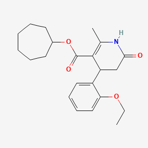 molecular formula C22H29NO4 B11436001 Cycloheptyl 4-(2-ethoxyphenyl)-2-methyl-6-oxo-1,4,5,6-tetrahydropyridine-3-carboxylate 