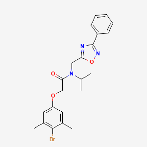 molecular formula C22H24BrN3O3 B11436008 2-(4-bromo-3,5-dimethylphenoxy)-N-[(3-phenyl-1,2,4-oxadiazol-5-yl)methyl]-N-(propan-2-yl)acetamide 