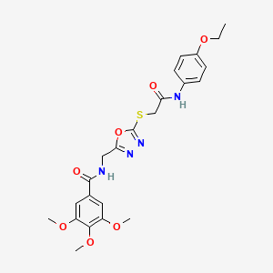 molecular formula C23H26N4O7S B11436014 N-((5-((2-((4-ethoxyphenyl)amino)-2-oxoethyl)thio)-1,3,4-oxadiazol-2-yl)methyl)-3,4,5-trimethoxybenzamide 