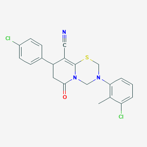 3-(3-chloro-2-methylphenyl)-8-(4-chlorophenyl)-6-oxo-3,4,7,8-tetrahydro-2H,6H-pyrido[2,1-b][1,3,5]thiadiazine-9-carbonitrile