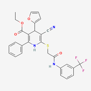 Ethyl 5-cyano-4-(furan-2-yl)-6-[(2-oxo-2-{[3-(trifluoromethyl)phenyl]amino}ethyl)sulfanyl]-2-phenyl-1,4-dihydropyridine-3-carboxylate