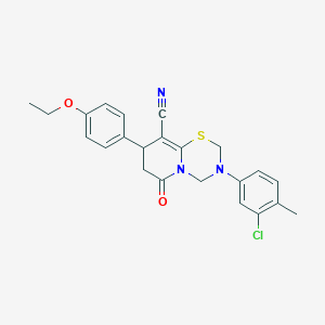 molecular formula C23H22ClN3O2S B11436068 3-(3-chloro-4-methylphenyl)-8-(4-ethoxyphenyl)-6-oxo-3,4,7,8-tetrahydro-2H,6H-pyrido[2,1-b][1,3,5]thiadiazine-9-carbonitrile 