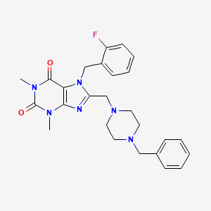 molecular formula C26H29FN6O2 B11436083 8-[(4-benzylpiperazin-1-yl)methyl]-7-(2-fluorobenzyl)-1,3-dimethyl-3,7-dihydro-1H-purine-2,6-dione 