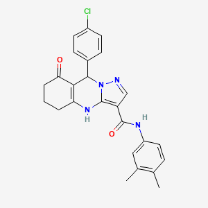 molecular formula C25H23ClN4O2 B11436112 9-(4-chlorophenyl)-N-(3,4-dimethylphenyl)-8-oxo-4,5,6,7,8,9-hexahydropyrazolo[5,1-b]quinazoline-3-carboxamide 