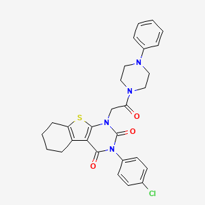 4-(4-Chlorophenyl)-6-[2-oxo-2-(4-phenylpiperazin-1-yl)ethyl]-8-thia-4,6-diazatricyclo[7.4.0.0^{2,7}]trideca-1(9),2(7)-diene-3,5-dione