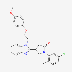 molecular formula C27H26ClN3O3 B11436189 1-(5-chloro-2-methylphenyl)-4-{1-[2-(4-methoxyphenoxy)ethyl]-1H-benzimidazol-2-yl}pyrrolidin-2-one 