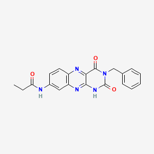 molecular formula C20H17N5O3 B11436197 N-(3-benzyl-2,4-dioxo-2,3,4,10-tetrahydrobenzo[g]pteridin-8-yl)propanamide 