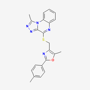 molecular formula C22H19N5OS B11436244 1-Methyl-4-({[5-methyl-2-(4-methylphenyl)-1,3-oxazol-4-yl]methyl}sulfanyl)[1,2,4]triazolo[4,3-a]quinoxaline 