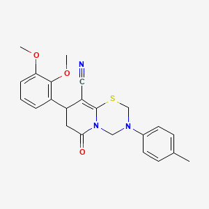 8-(2,3-dimethoxyphenyl)-3-(4-methylphenyl)-6-oxo-3,4,7,8-tetrahydro-2H,6H-pyrido[2,1-b][1,3,5]thiadiazine-9-carbonitrile