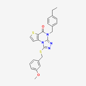 molecular formula C24H22N4O2S2 B11436248 4-(4-ethylbenzyl)-1-((3-methoxybenzyl)thio)thieno[2,3-e][1,2,4]triazolo[4,3-a]pyrimidin-5(4H)-one 