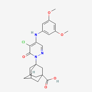 molecular formula C23H26ClN3O5 B11436254 3-{5-Chloro-4-[(3,5-dimethoxyphenyl)amino]-6-oxo-1,6-dihydropyridazin-1-YL}adamantane-1-carboxylic acid 