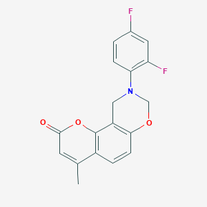 9-(2,4-difluorophenyl)-4-methyl-9,10-dihydro-2H,8H-chromeno[8,7-e][1,3]oxazin-2-one