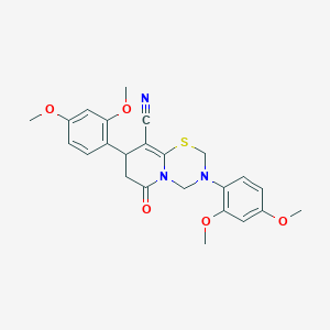 molecular formula C24H25N3O5S B11436268 3,8-bis(2,4-dimethoxyphenyl)-6-oxo-3,4,7,8-tetrahydro-2H,6H-pyrido[2,1-b][1,3,5]thiadiazine-9-carbonitrile 