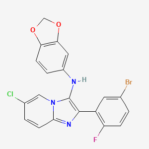 molecular formula C20H12BrClFN3O2 B11436280 N-(1,3-benzodioxol-5-yl)-2-(5-bromo-2-fluorophenyl)-6-chloroimidazo[1,2-a]pyridin-3-amine 