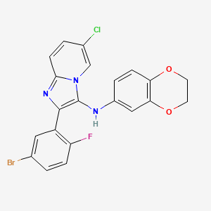 molecular formula C21H14BrClFN3O2 B11436297 2-(5-bromo-2-fluorophenyl)-6-chloro-N-(2,3-dihydro-1,4-benzodioxin-6-yl)imidazo[1,2-a]pyridin-3-amine 