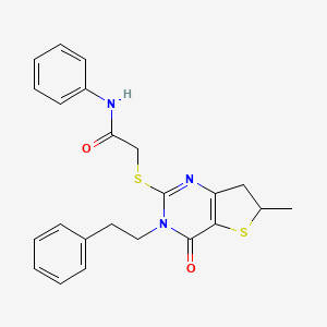 2-((6-methyl-4-oxo-3-phenethyl-3,4,6,7-tetrahydrothieno[3,2-d]pyrimidin-2-yl)thio)-N-phenylacetamide