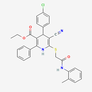 molecular formula C30H26ClN3O3S B11436332 Ethyl 4-(4-chlorophenyl)-5-cyano-6-({2-[(2-methylphenyl)amino]-2-oxoethyl}sulfanyl)-2-phenyl-1,4-dihydropyridine-3-carboxylate 