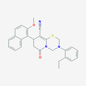 3-(2-ethylphenyl)-8-(2-methoxynaphthalen-1-yl)-6-oxo-3,4,7,8-tetrahydro-2H,6H-pyrido[2,1-b][1,3,5]thiadiazine-9-carbonitrile