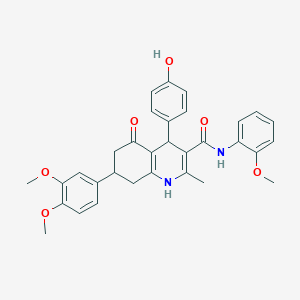 7-(3,4-dimethoxyphenyl)-4-(4-hydroxyphenyl)-N-(2-methoxyphenyl)-2-methyl-5-oxo-1,4,5,6,7,8-hexahydroquinoline-3-carboxamide