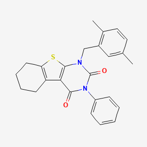 molecular formula C25H24N2O2S B11436373 1-[(2,5-Dimethylphenyl)methyl]-3-phenyl-5,6,7,8-tetrahydro-[1]benzothiolo[2,3-d]pyrimidine-2,4-dione 