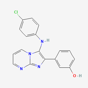 molecular formula C18H13ClN4O B11436374 3-{3-[(4-Chlorophenyl)amino]imidazo[1,2-a]pyrimidin-2-yl}phenol 