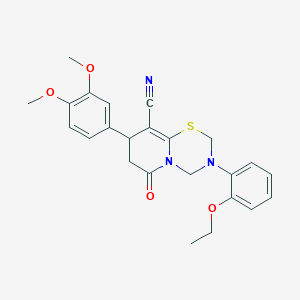 8-(3,4-dimethoxyphenyl)-3-(2-ethoxyphenyl)-6-oxo-3,4,7,8-tetrahydro-2H,6H-pyrido[2,1-b][1,3,5]thiadiazine-9-carbonitrile